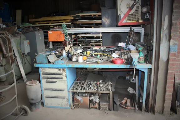 cluttered workbench